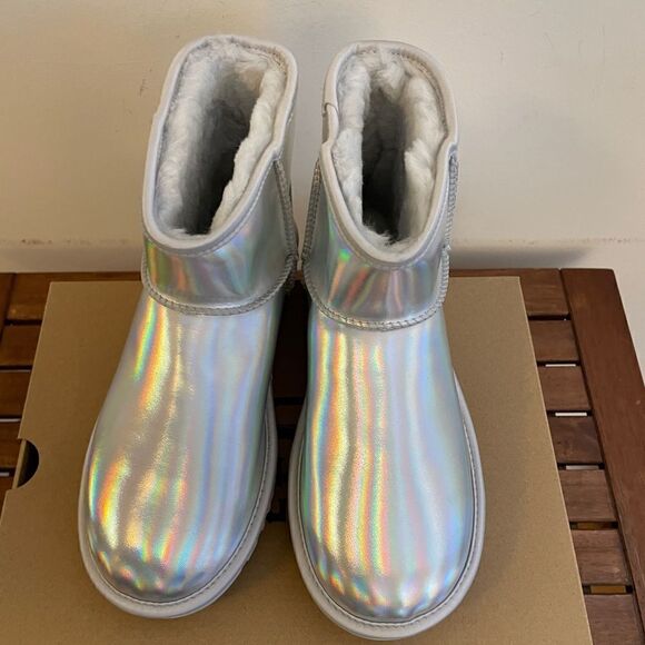UGG Classic Mini Iridescent Glacier Grey Boots USA Women Size 8/UK 6/EU 39 - Picture 5 of 15